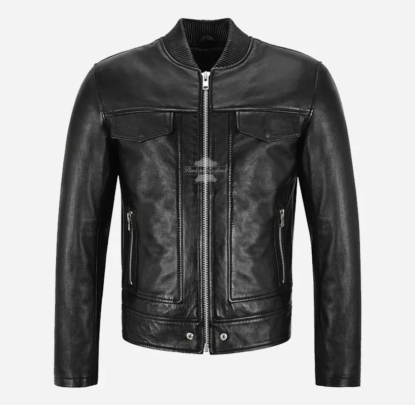 AMARIS Casual Fashion Black Leather Jacket For Mens