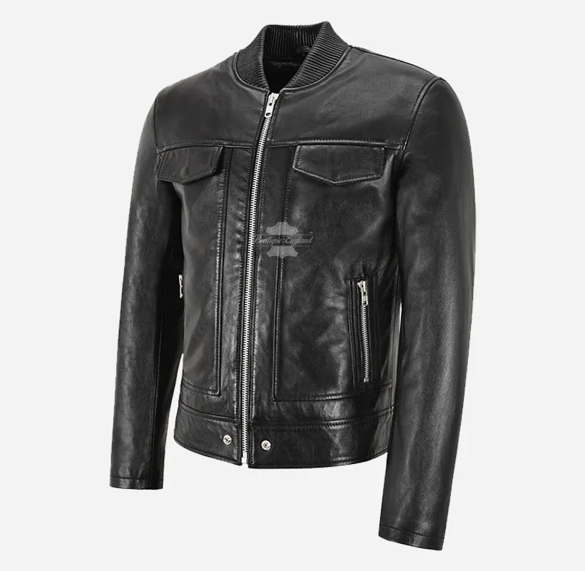 AMARIS Casual Fashion Black Leather Jacket For Mens