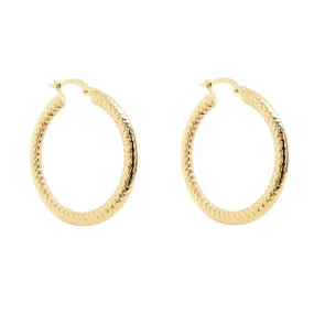 Arracadas Aurum TEXTURED HOOP - Oro 18k amarillo - 32x2.4mm