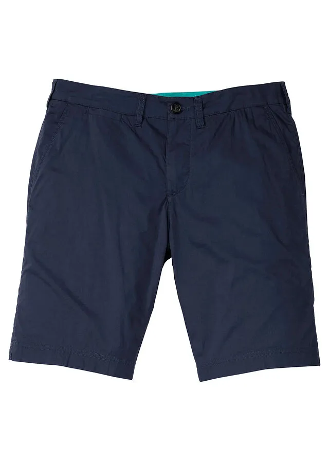 Bermudas tipo chino de corte regular azul marino-turquesa