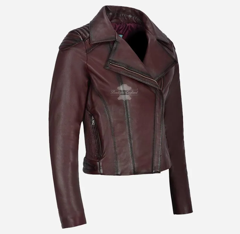 BLUSH BREEZE Ladies Leather Biker Jacket Soft Leather Fashion Jacket