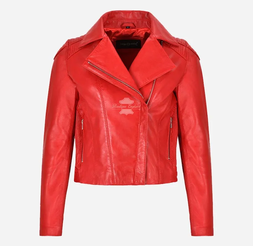 BLUSH BREEZE Ladies Leather Biker Jacket Soft Leather Fashion Jacket