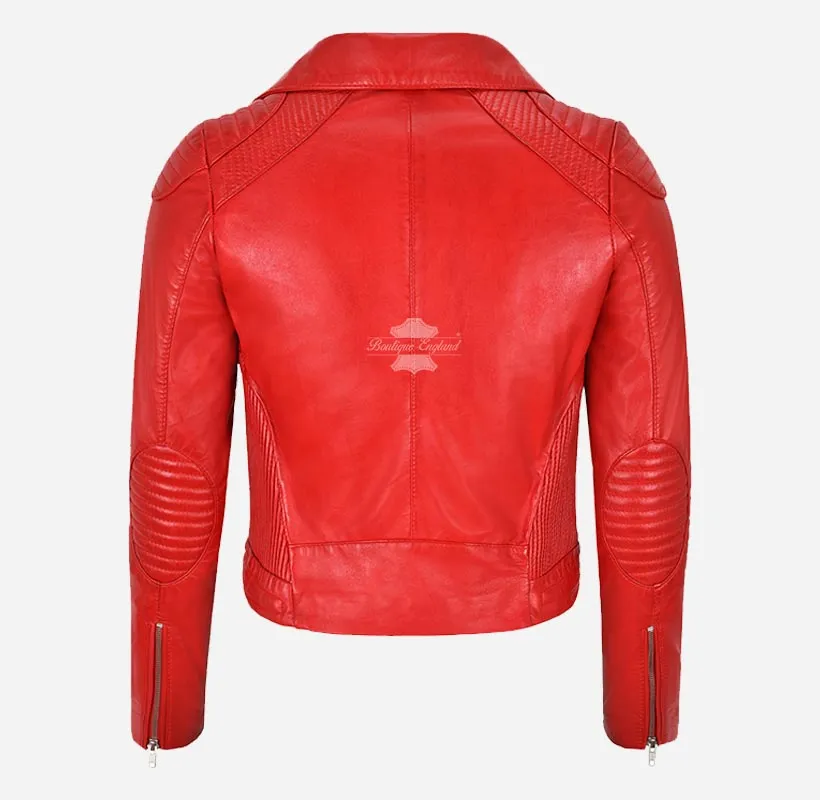 BLUSH BREEZE Ladies Leather Biker Jacket Soft Leather Fashion Jacket