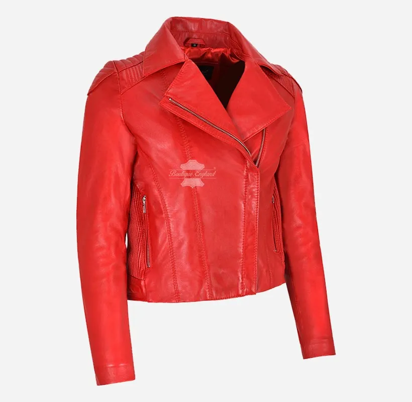 BLUSH BREEZE Ladies Leather Biker Jacket Soft Leather Fashion Jacket