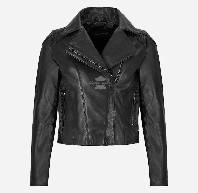 BLUSH BREEZE Ladies Leather Biker Jacket Soft Leather Fashion Jacket