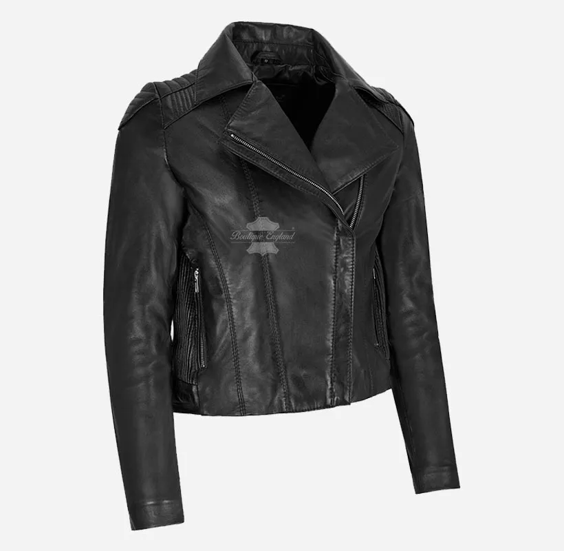 BLUSH BREEZE Ladies Leather Biker Jacket Soft Leather Fashion Jacket