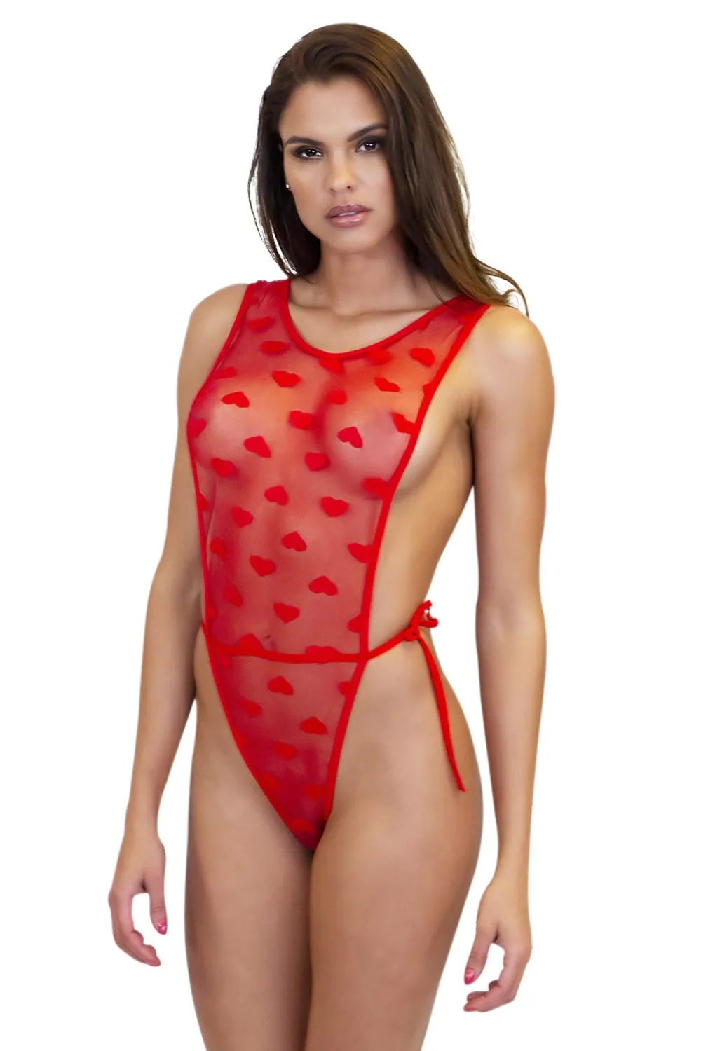 Body de encaje rojo corazón