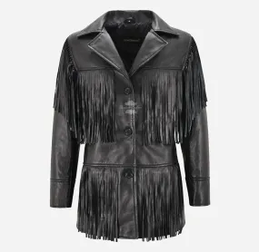 BONNIE FRINGE JACKET WOMEN WESTERN BOHEMIAN FRINGE Leather JACKET