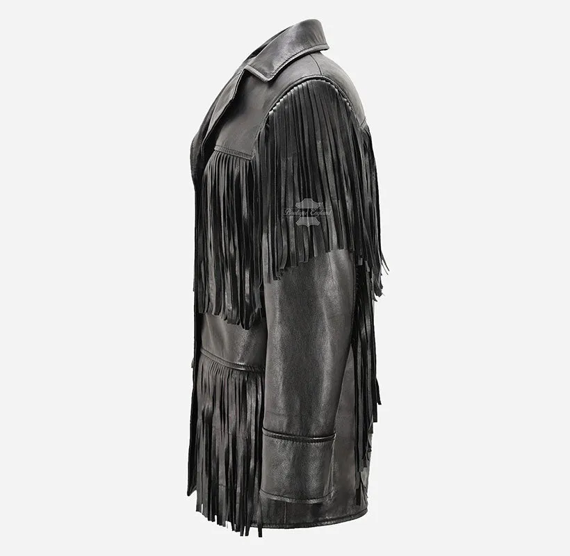 BONNIE FRINGE JACKET WOMEN WESTERN BOHEMIAN FRINGE Leather JACKET