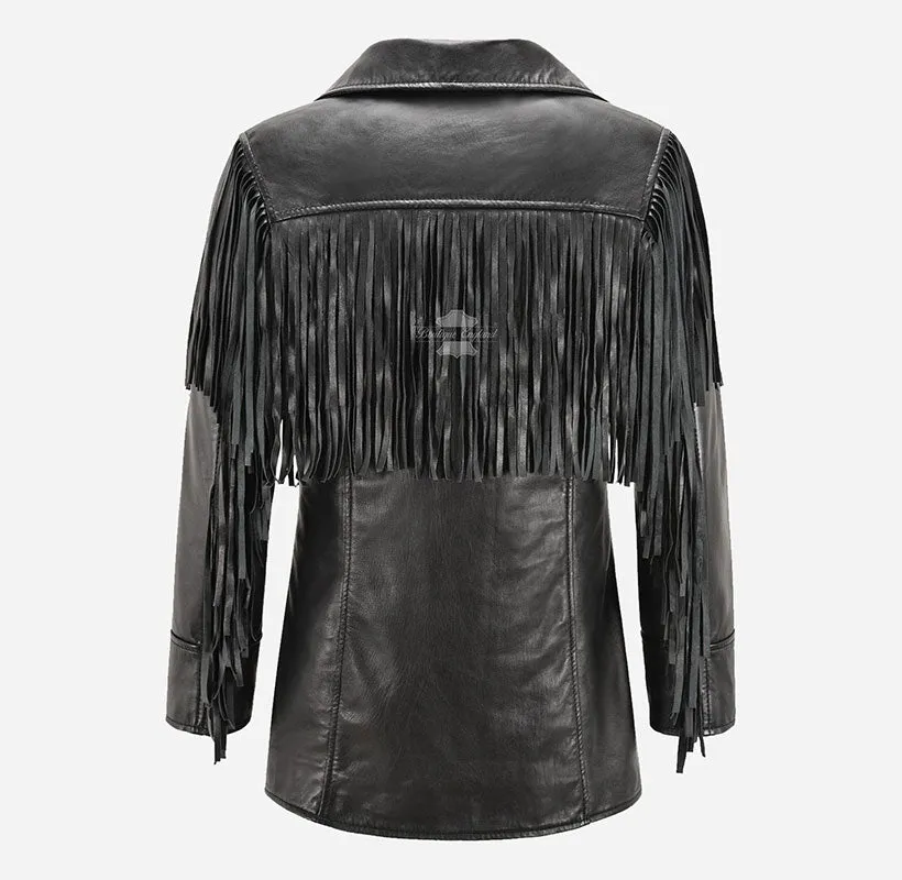 BONNIE FRINGE JACKET WOMEN WESTERN BOHEMIAN FRINGE Leather JACKET