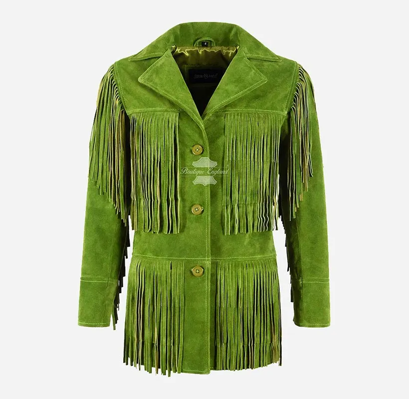 BONNIE FRINGE JACKET WOMEN WESTERN BOHEMIAN FRINGE SUEDE Blazer