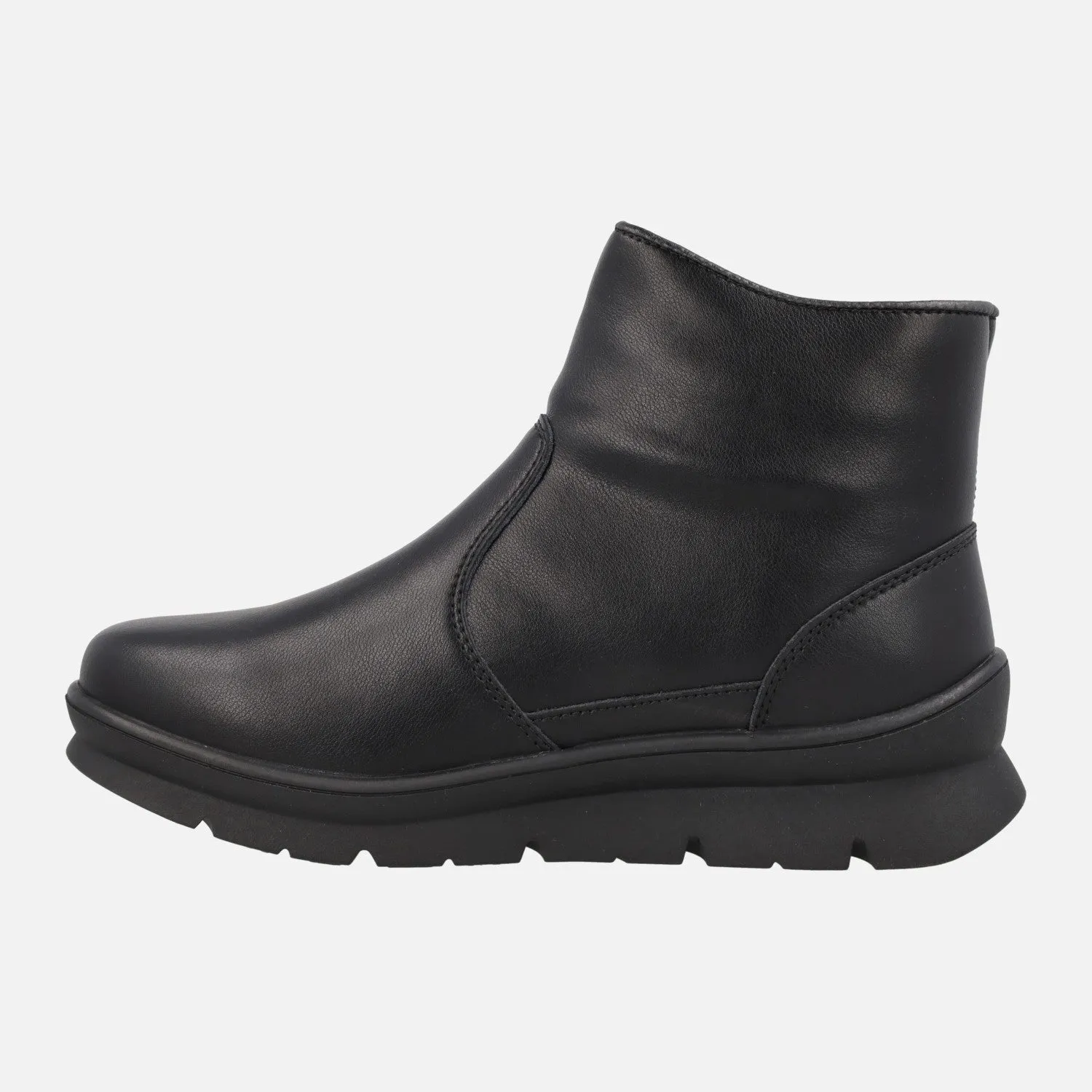 Botines negros de piel con cremallera exterior y sistema Waterproof