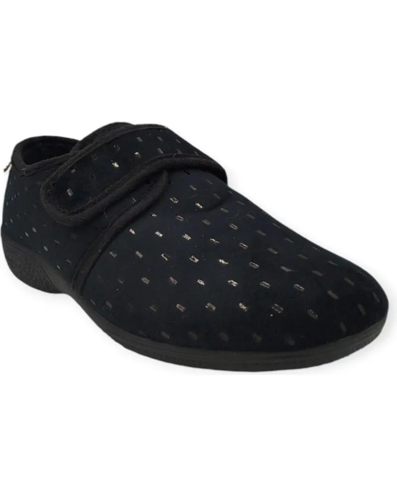 Calzado de casa BEREVERE  de Mujer ZAPATILLA CONFORT VELCRO  NEGRO