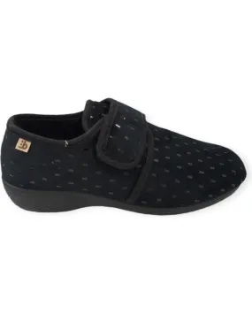 Calzado de casa BEREVERE  de Mujer ZAPATILLA CONFORT VELCRO  NEGRO