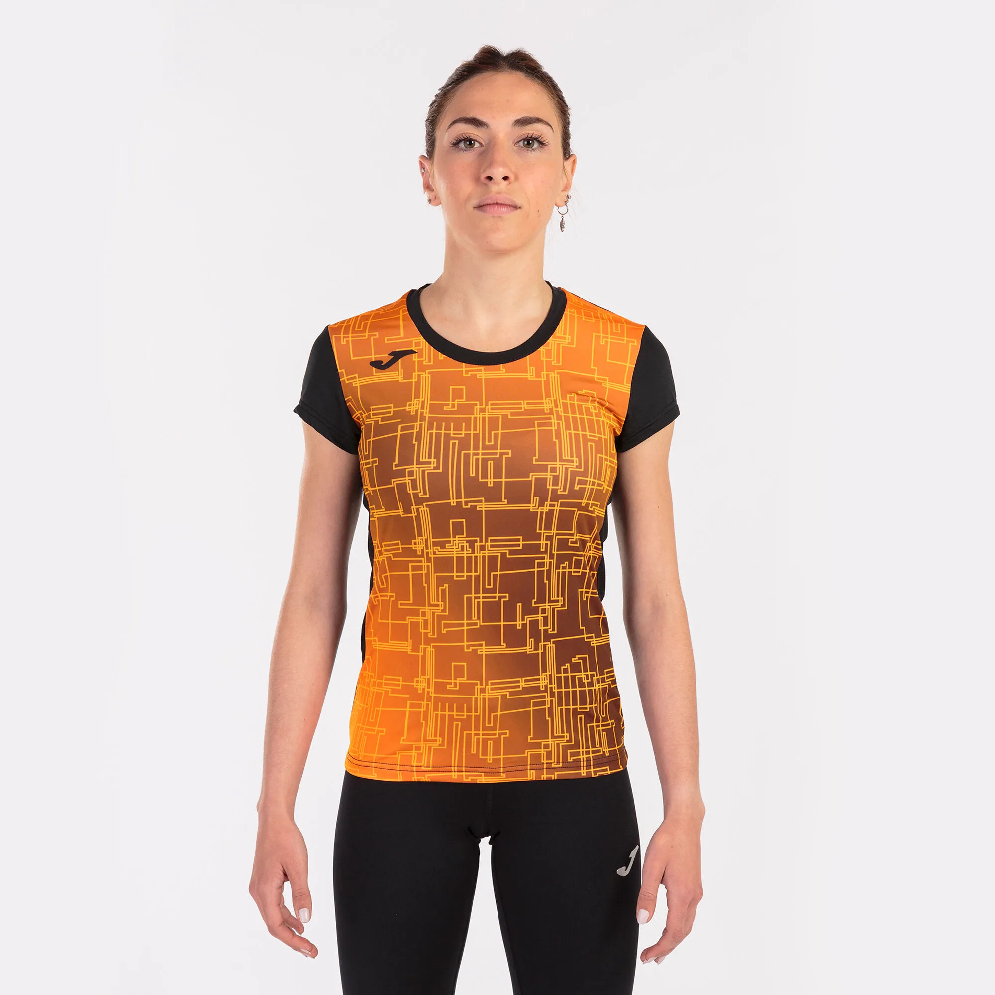 Camiseta manga corta mujer Elite VIII negro naranja