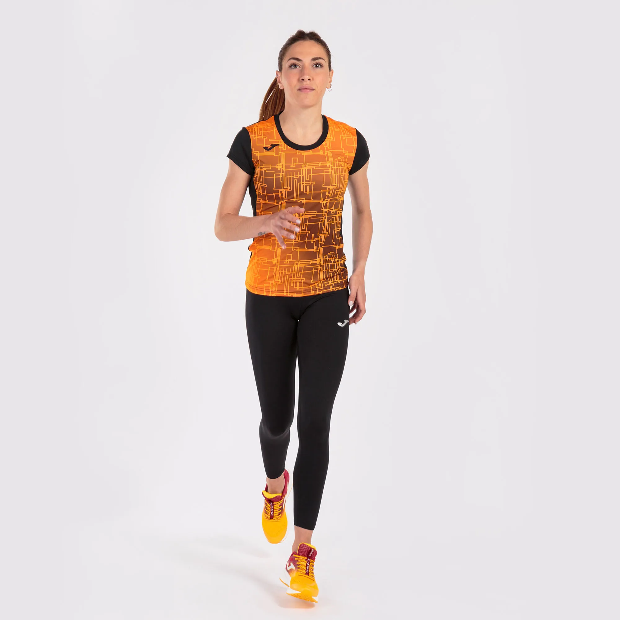 Camiseta manga corta mujer Elite VIII negro naranja