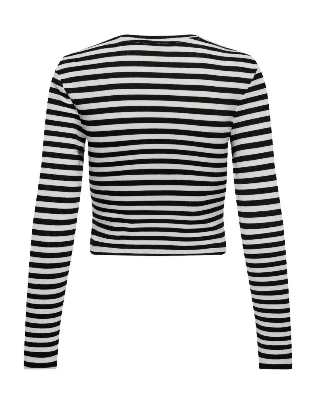 Camiseta Only Elina blanco negro manga larga para mujer