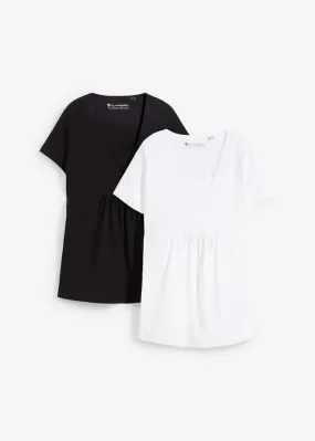 Camiseta premamá con función para lactancia, paquete doble Negro-blanco