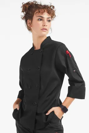 Chaqueta de gastronomía con mangas 3/4 y botones de plástico para mujer