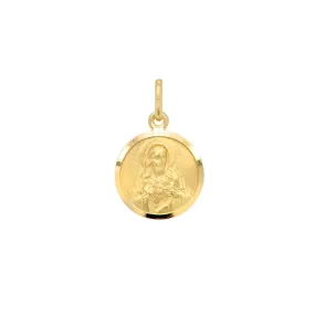 Escapulario Milagrosa VIRGEN DEL CARMEN/SAGRADO CORAZON - Oro 18k amarillo - 15mm