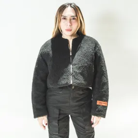 HERON PRESTON CROPPED FLEECE JACKET BLACK NO COLOR