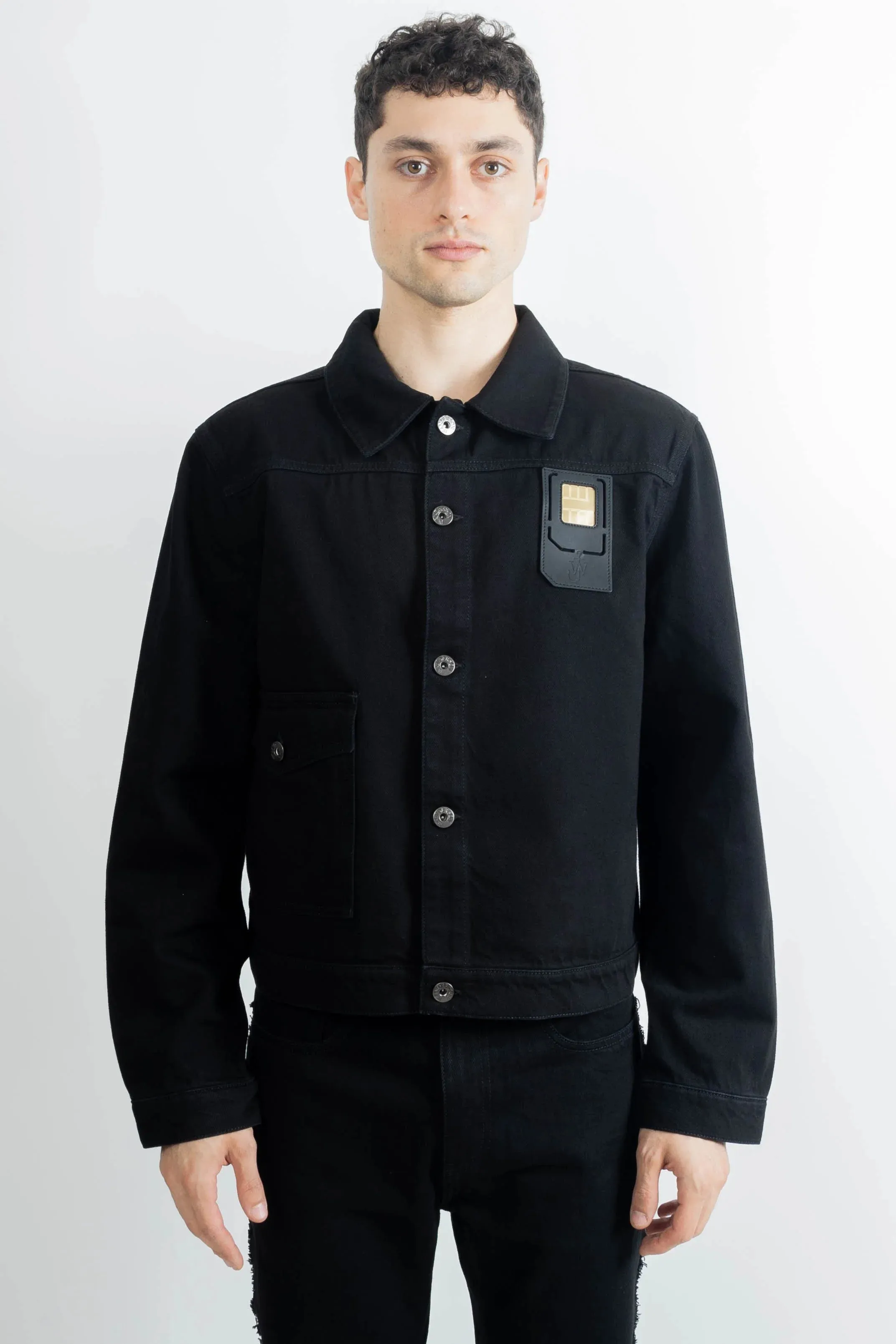 JW Anderson Sim Card Trucker Jacket Black