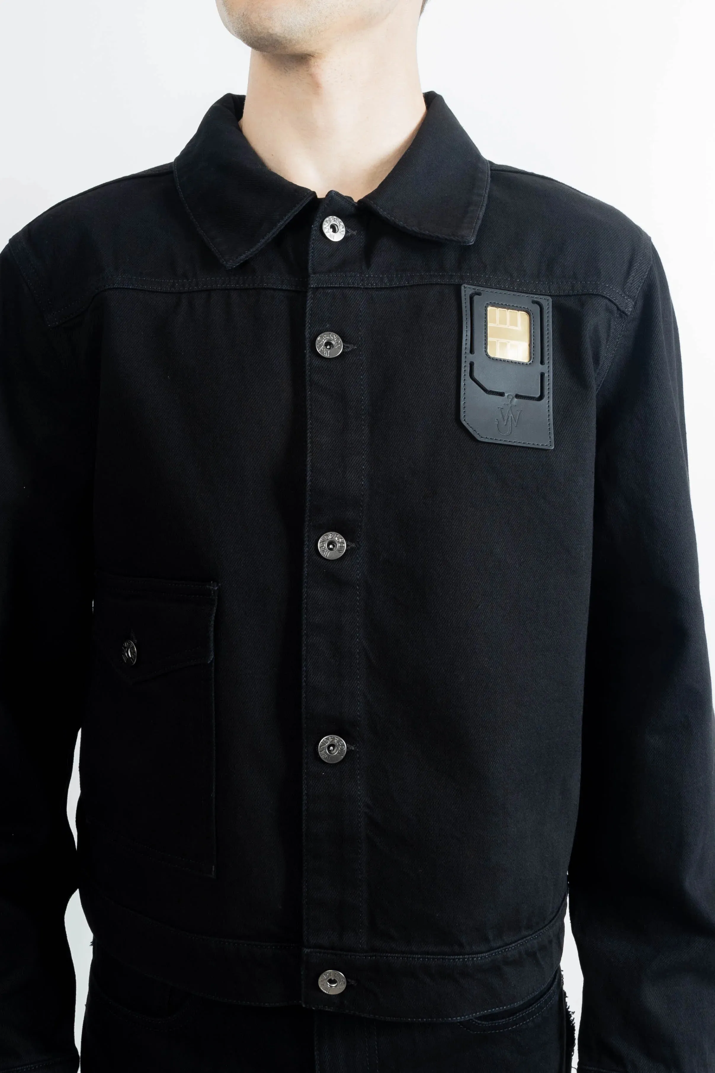 JW Anderson Sim Card Trucker Jacket Black