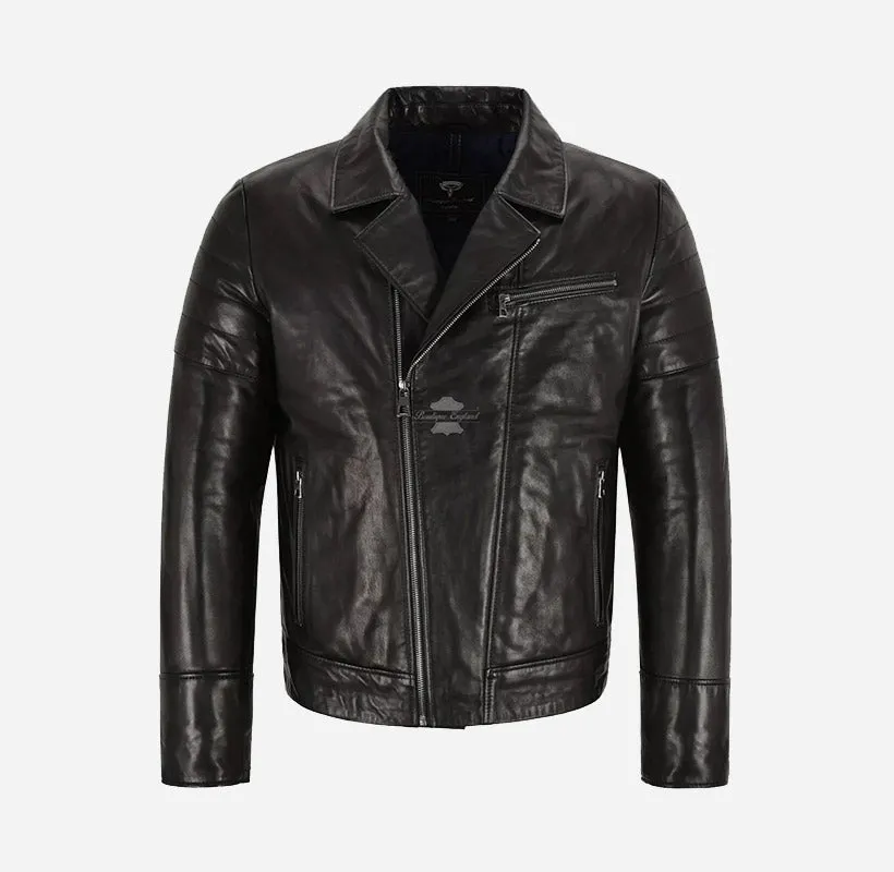 KIRBY Vegetable Tanned Leather Biker Jacket in Black