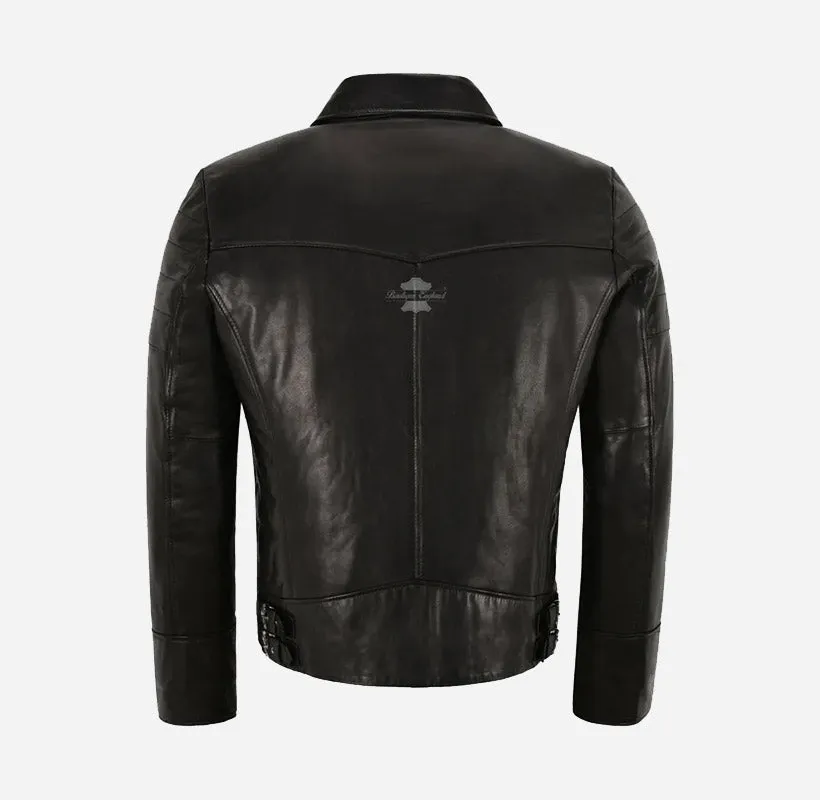 KIRBY Vegetable Tanned Leather Biker Jacket in Black