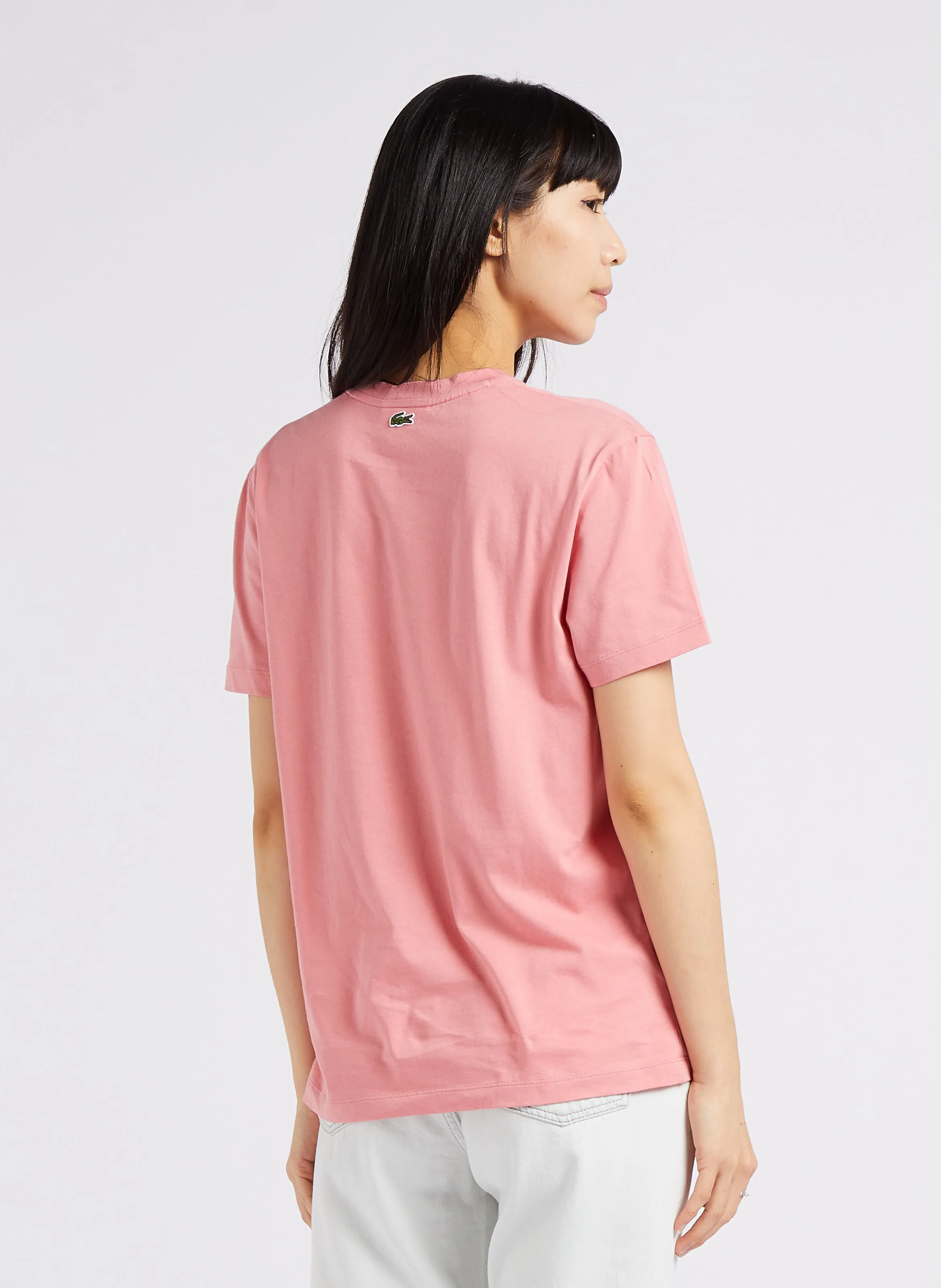 LACOSTE Camiseta de algodón de manga corta en rosa