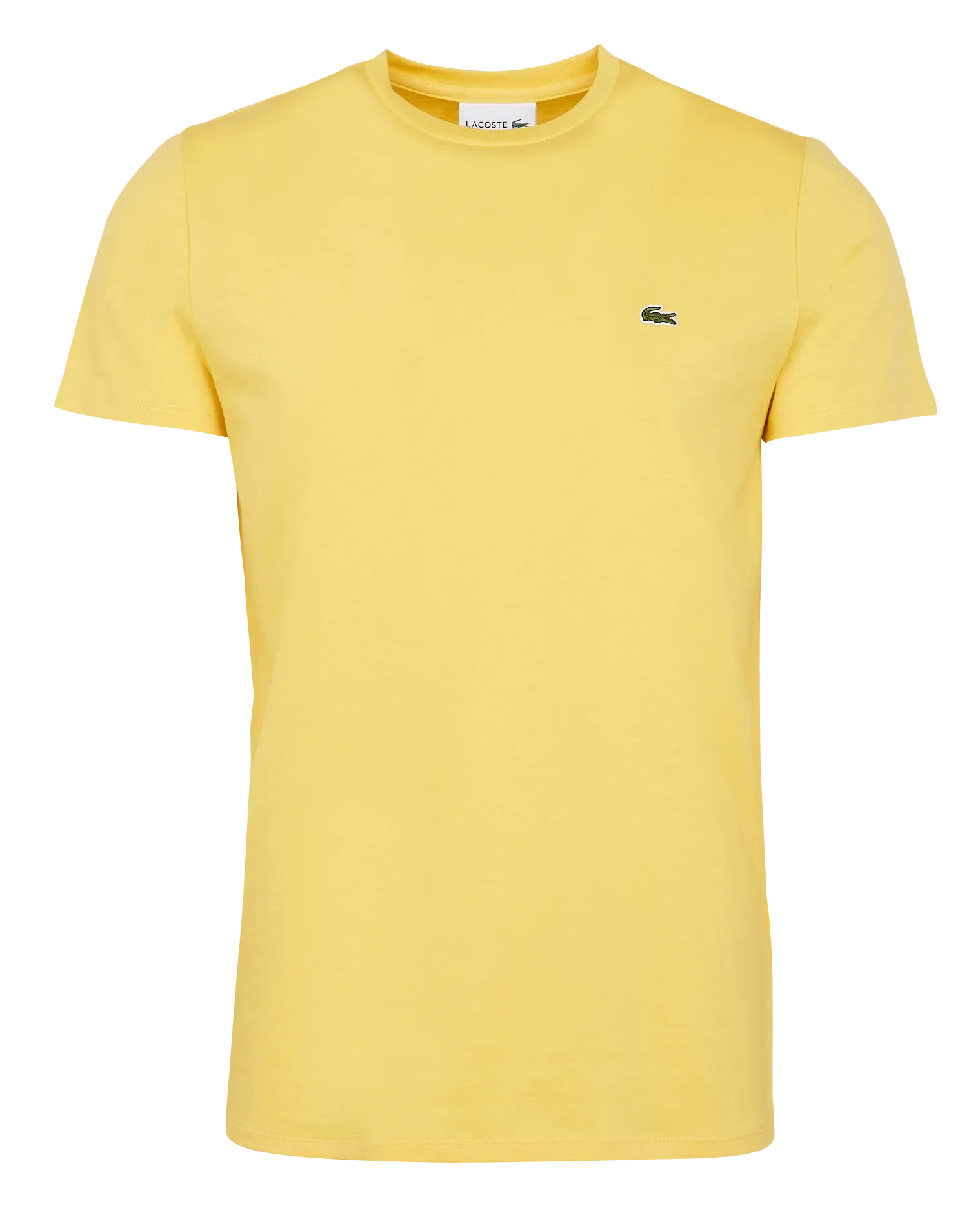 LACOSTE Camiseta de algodón pima regular fit con cuello redondo en amarillo