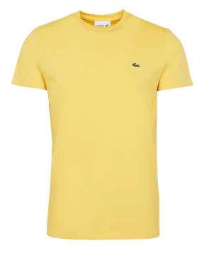 LACOSTE Camiseta de algodón pima regular fit con cuello redondo en amarillo