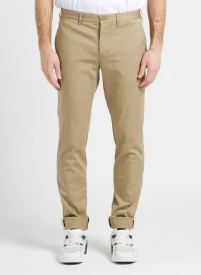 LACOSTE Pantalón recto de mezcla de algodón en marron