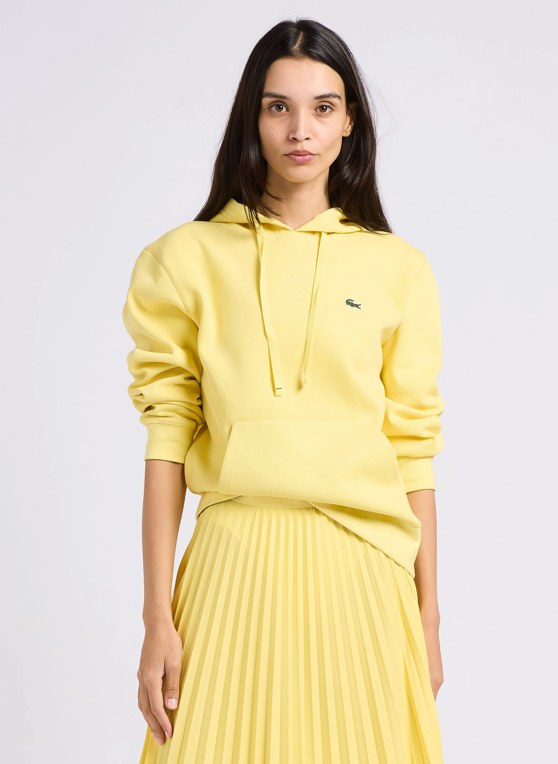 LACOSTE Sudadera extragrande de algodón mezclado en amarillo