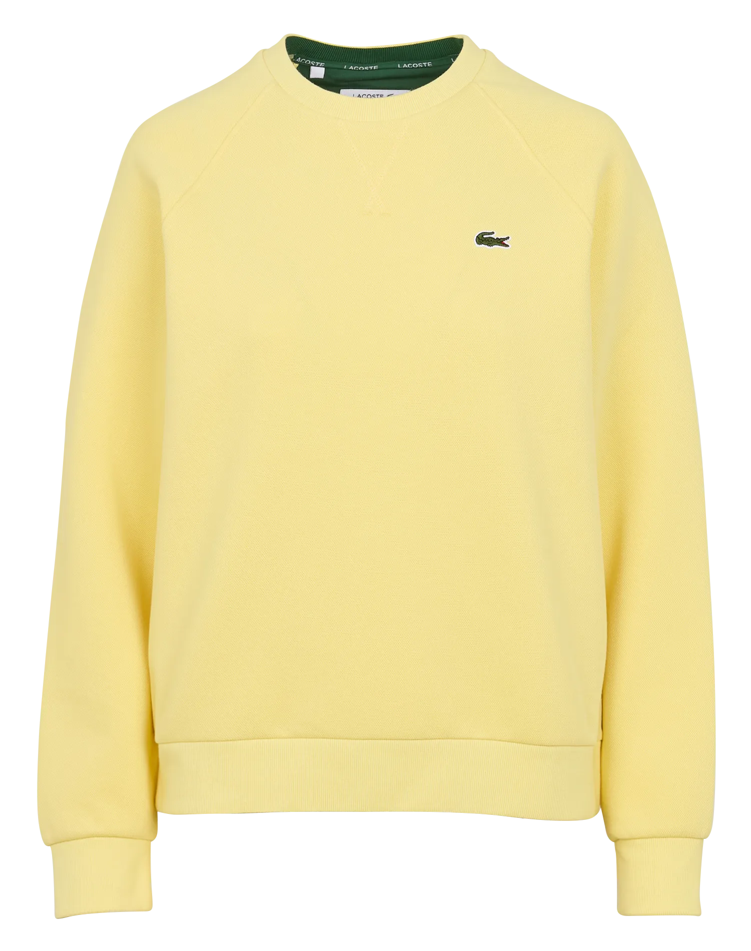 LACOSTE Sudadera recta de mezcla de algodón con cuello redondo en amarillo