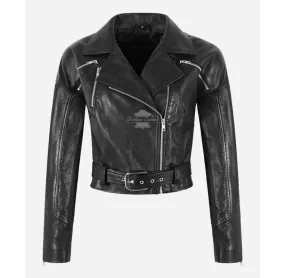 Ladies 80's Cropped Jacket Short Body Real Leather Fashion Jacket