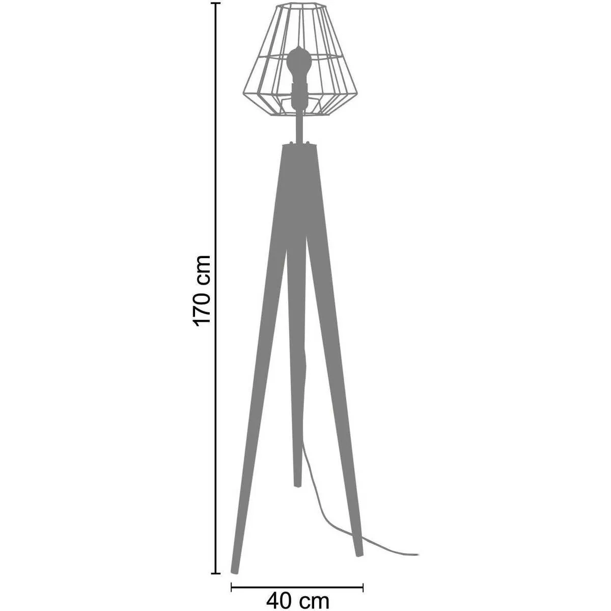 Lámpara de pie pirámide madera oscuro y gris