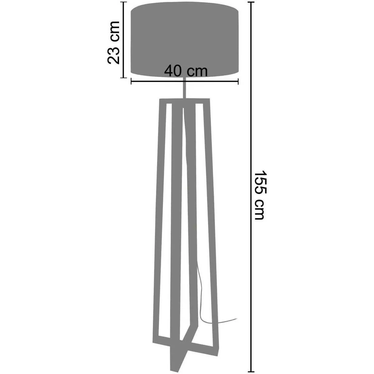 Lámpara de pie trapecio madera natural y gris