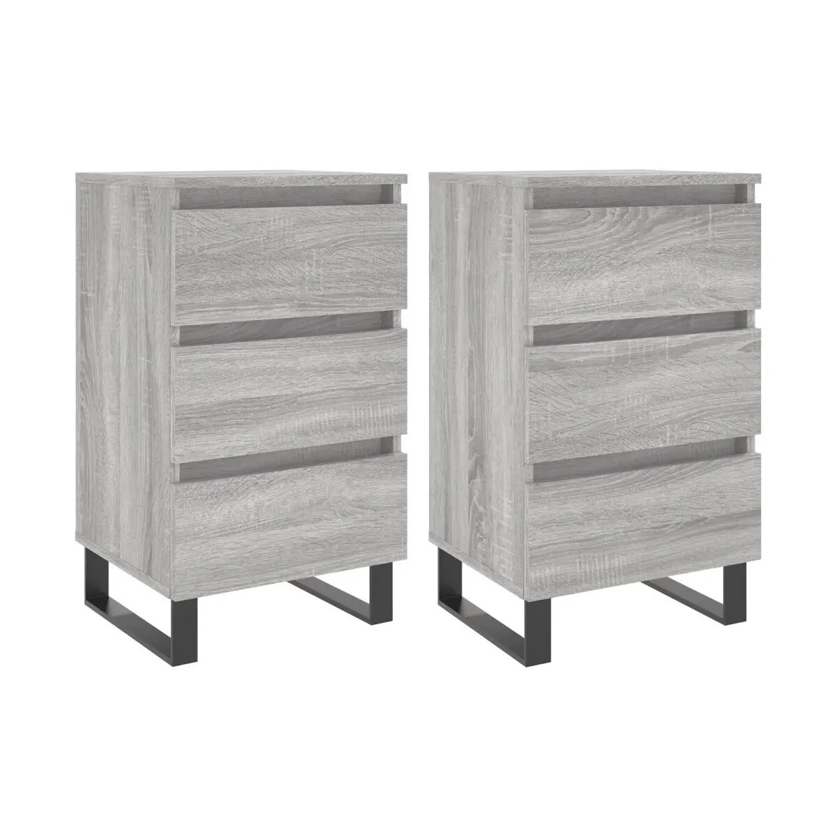 Mesita de noche 2 uds madera ingeniería gris Sonoma 40x35x69