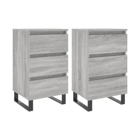 Mesita de noche 2 uds madera ingeniería gris Sonoma 40x35x69