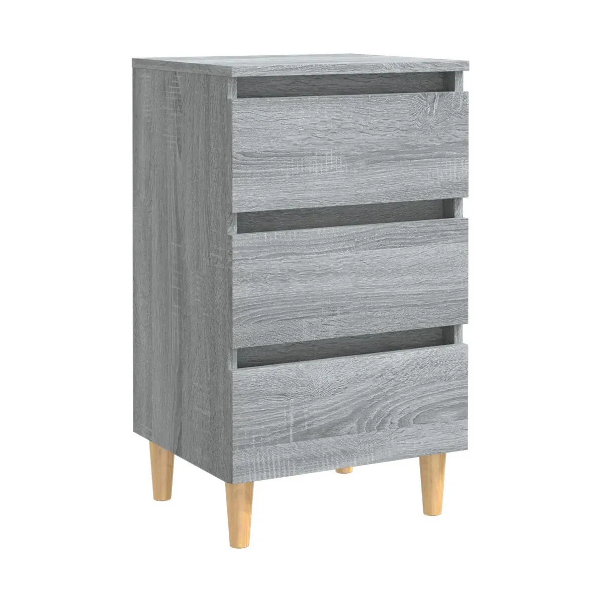 Mesita de noche con patas madera maciza gris Sonoma 40x35x69