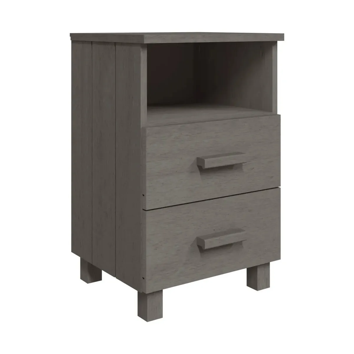 Mesita de noche HAMAR madera pino maciza gris claro 40x35x62