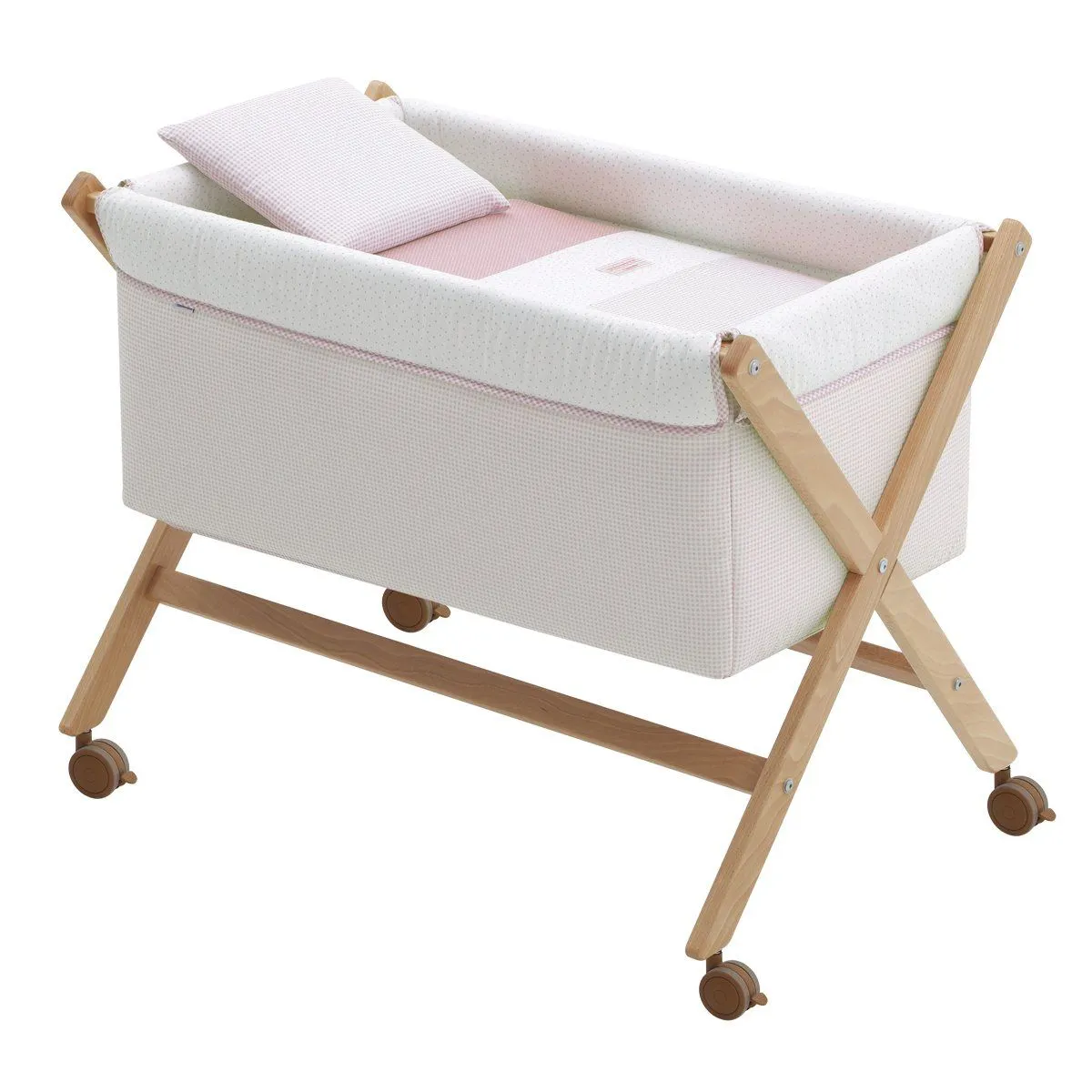 MINICUNA TIJERA MADERA VICHY10 ROSA/NATURAL 55x87x74 CM CAMBRASS