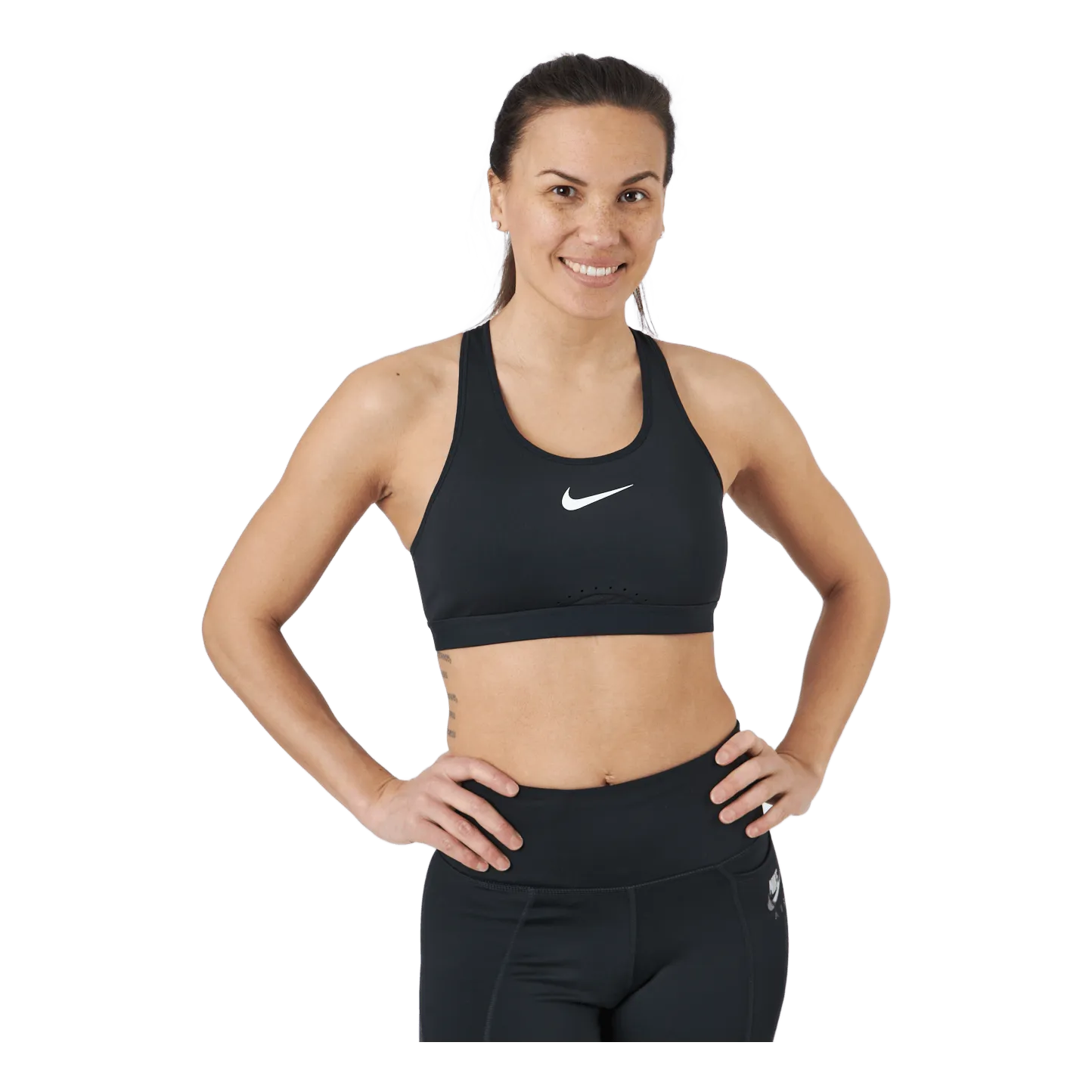 Nike Dri-FIT Swoosh Women's High-Support Non-Padded Adjustable Sports Bra BLACK/BLACK/DK SMOKE GREY/WHITE