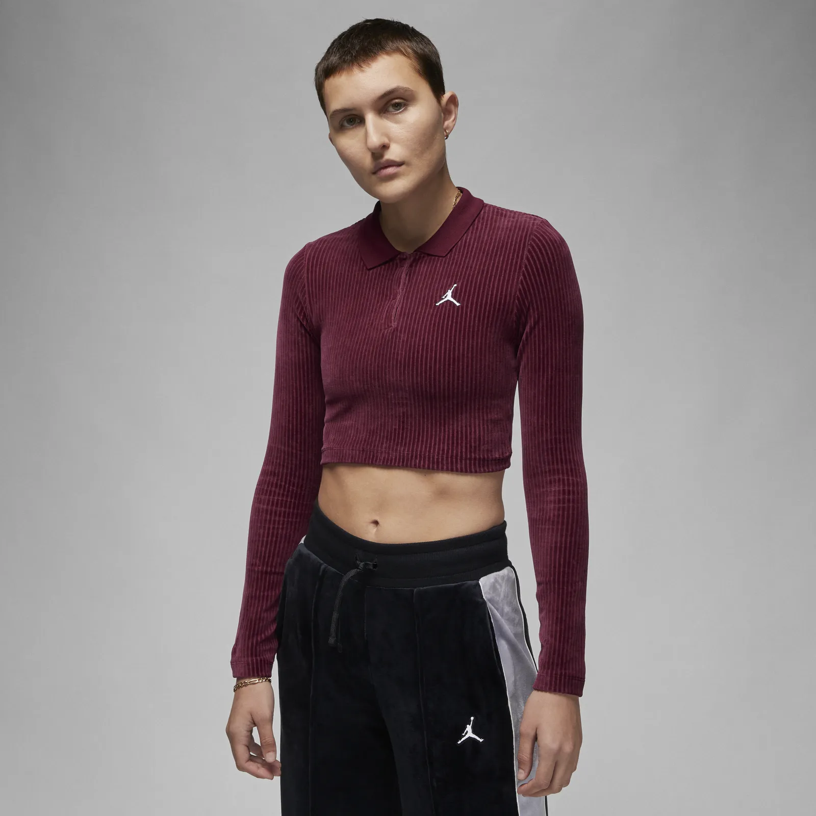 Nike Velour Cropped Polo Shirt