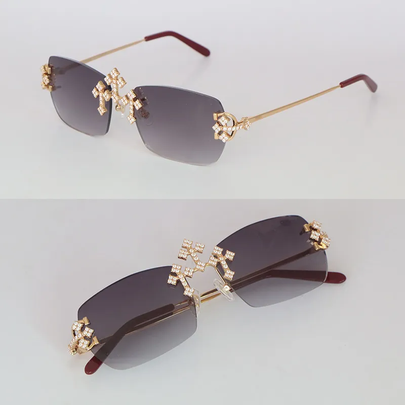 Nuevo Moissanite Diamond Set Gafas de sol sin montura para mujer Piedras grandes Gafas de sol de diamante de 4 quilates Gafas de