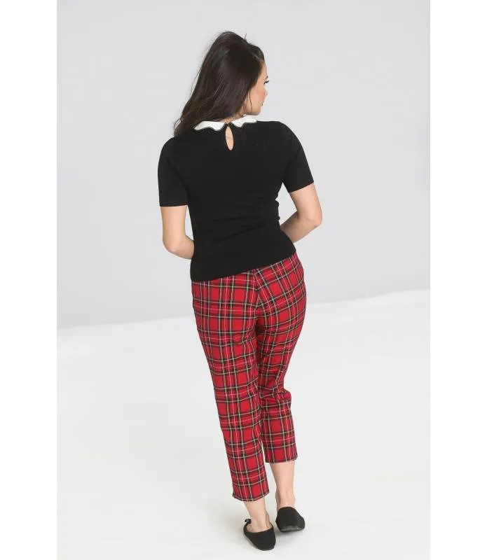 Pantalon capri tartan rojo Irvine Cigarette Trousers HLB50009 Hell Bunny