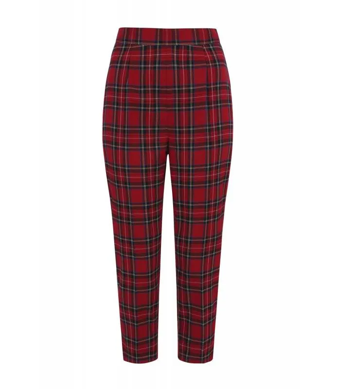 Pantalon capri tartan rojo Irvine Cigarette Trousers HLB50009 Hell Bunny