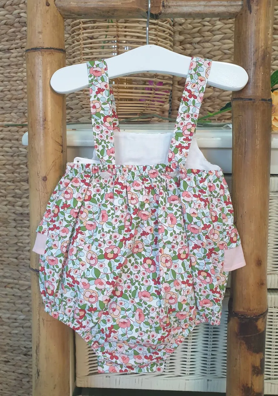 Pelele niña estampado flores rosa lazo R310150