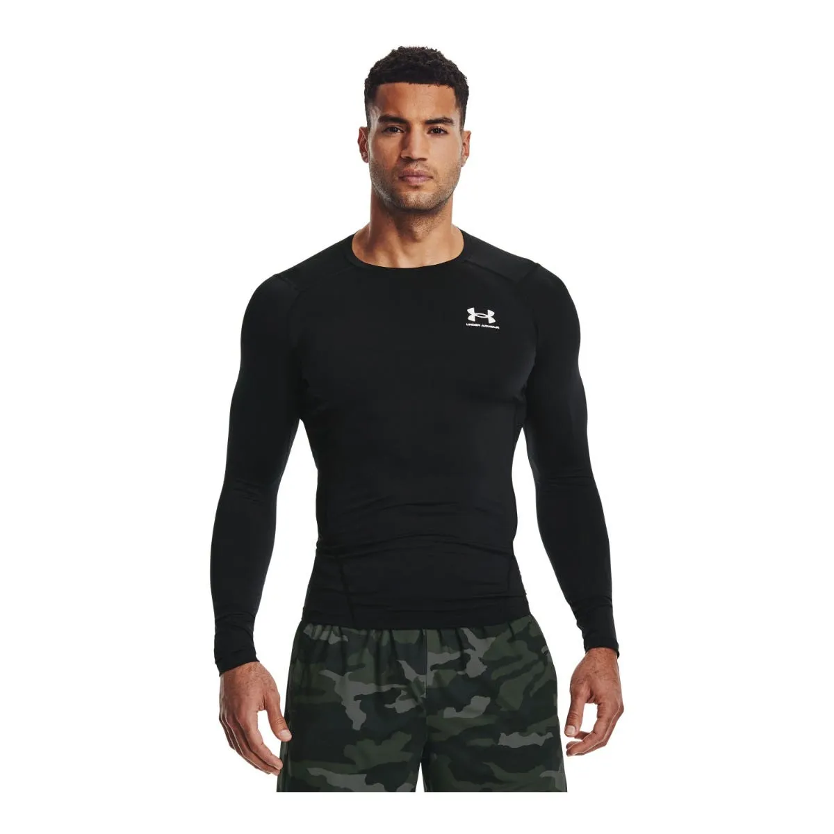 Polera Manga Larga Compresión Hombre Under Armour Negra